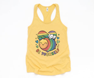 Cute LGBTQ Bee Tank Top, LGBTQ Pride Tank Top, Gay Pride Tank Top, Pride Month Tank Top, Love Is Love Tank Top, Rainbow Heart Tank Top