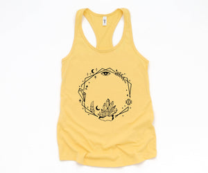 Wreath Tank Top, Witch Lover Tank Top, Crystal Tank Top, Mystic Tank Top, Spiritual Tank Top, Mystical Tank Top