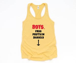 Boys. Free Protein Shakes Tank Top, Funny Tank Top, Humorous Tank Top, Women Tank Top, Gift For Her, Funny Women Tanks