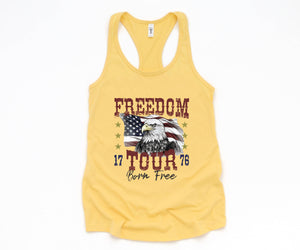 Freedom Tour Born Free Tank Top, USA Tank Top, Independence Day, 4th Of July Tank Top, USA Shirt, Fourth Of July Outfit, Bald Eagle Shirt