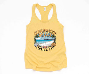 Clearwater Beach Tank Top, Summer Trip Shirt, Beach Trip Tank Top, Beach Tank Top, Beach Gift, Beach Outfit, Retro Beach Shirt