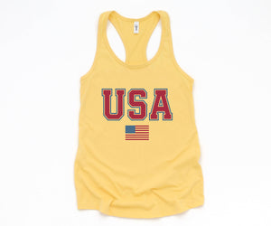 Vintage USA Flag Tank Top, 4th of July Tank, 4th of July Gifts, Vintage Tank Top, USA Apparel, Independence Day Tank Top