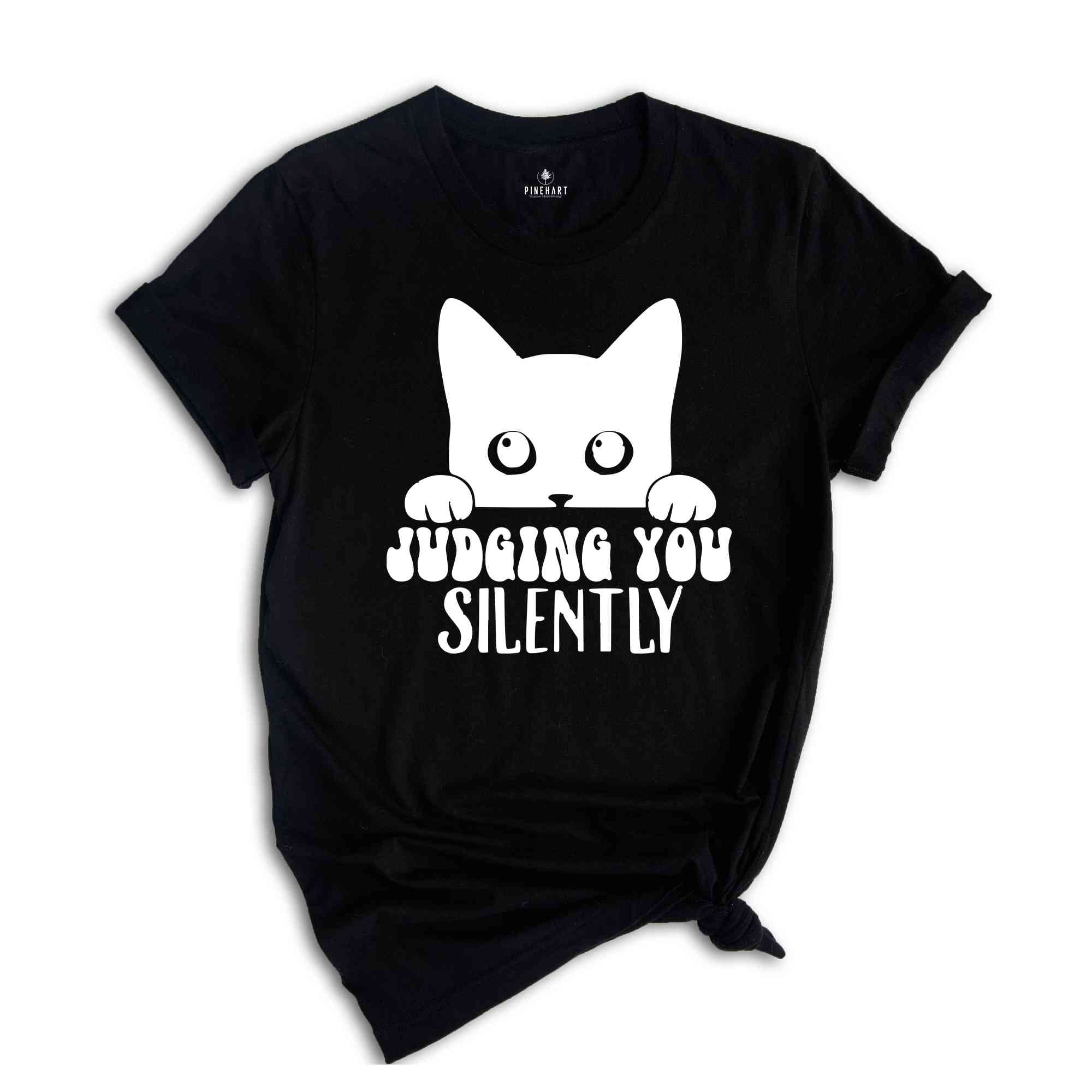 Judging You Silently T-Shirt, Cute Cat Shirt, Cat Peeking T-Shirt, Cat Lovers Shirt, Funny Cat Apparel