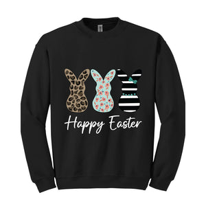 Happy Easter Sweatshirt, Leopard Bunny Sweatshirt, Floral Bunny Hoodie, Happy Easter Hoodie, Easter Gifts