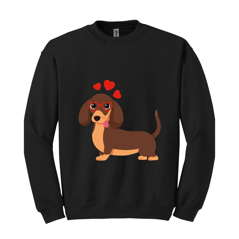 Valentine Dog Sweatshirt, Dog Lover Shirt,Valentines Day Dog Mom Shirt, Love Themed Weiner Dog Hoodie, Valentine Dog Sweatshirt