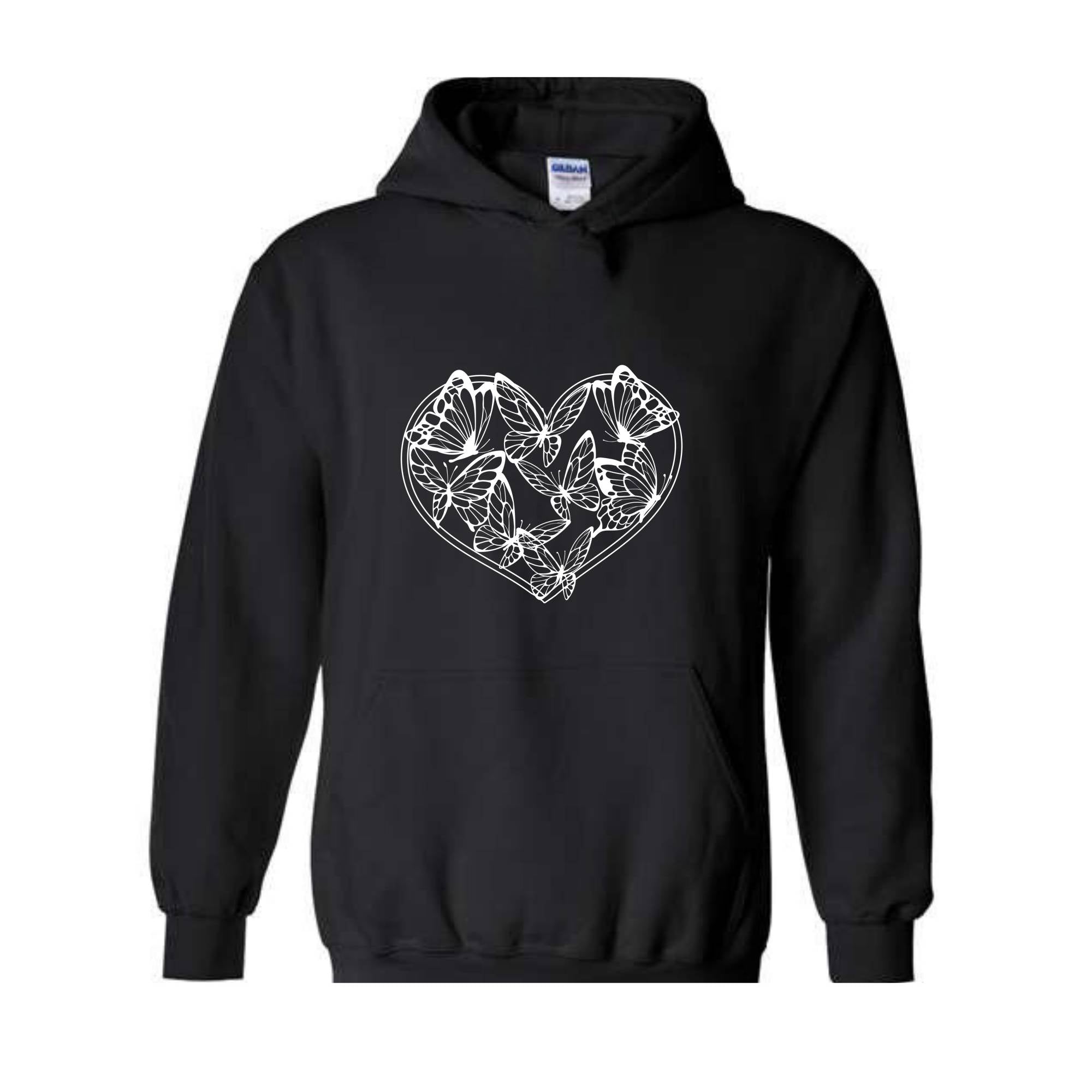 Boho Butterflies Heart Sweatshirt, Butterflies Sweatshirt, Heart Sweatshirt, Butterfly Lover Gift, Butterfly Hoodie, Boho Sweatshirt