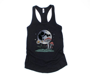 Floral Moon Mushroom Tank Top, Flowers Tank Top, Mushrooms Tank Top, Moon Tank Top, Stars Tank Top, Boho Tank Top, Adventure Tank Top