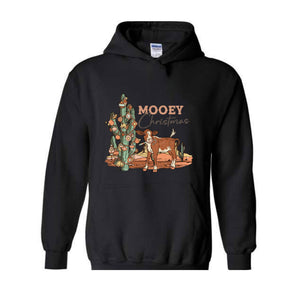 Mooey Christmas Hoodie, Western Christmas Sweater, Cowboy Christmas Hoodie, Country Christmas Hoodie