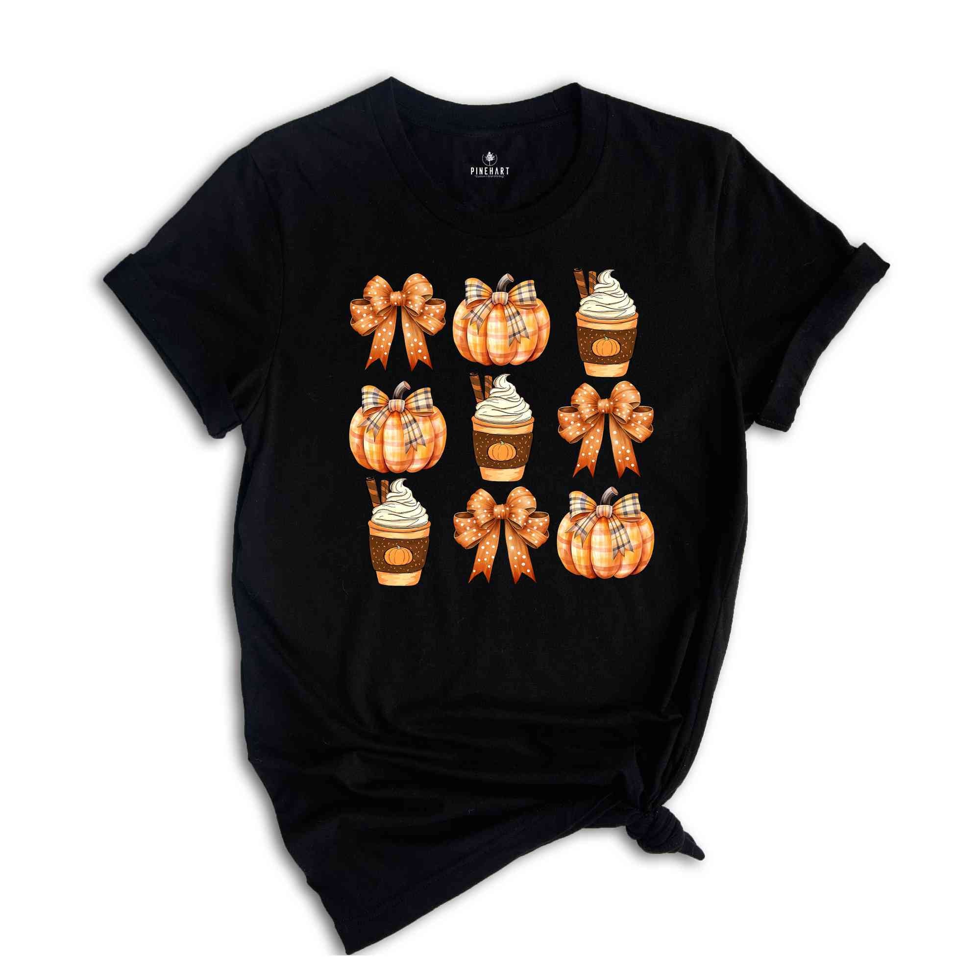 Retro Fall Pumpkin Bow Shirt, Fall Coquette Bow, Autumn Pumpkin Tee, Fall T-Shirt, Autumn Lover Shirt, Autumn Bow Shirt