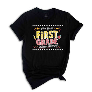 Custom First Grade Teacher Shirt, Teacher Tee, Personalized Teacher, Teacher Appreciation, Back to School, New Teacher Gift