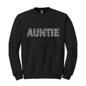 Auntie Sweatshirt, Western Auntie Sweatshirt, Cow Pattern Auntie Sweatshirt, Aunt Sweatshirt, Gift for Aunt, Western Family Gift