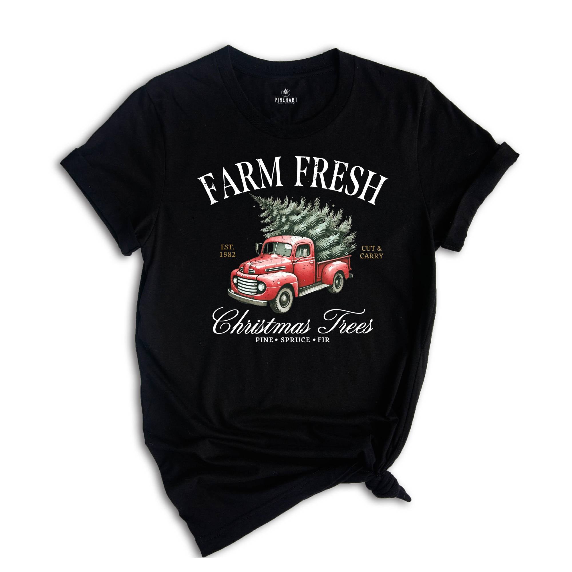 Farm Fresh Christmas Shirt, Holiday Shirt, Cute Christmas Shirt, Christmas Trees Holiday Shirt, Christmas Truck Shirt