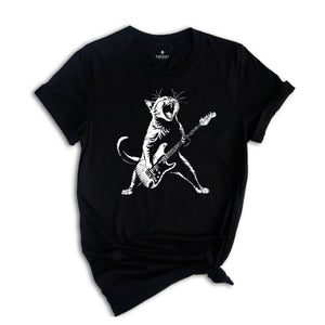 Cat Guitar Shirt, Music Shirt, Guitar Shirt, Cat Shirt, Cat Lover Shirt, Guitar Lover Shirt, Funny Cat Shirt, Cat Music Shirt, Cool Cat Tee