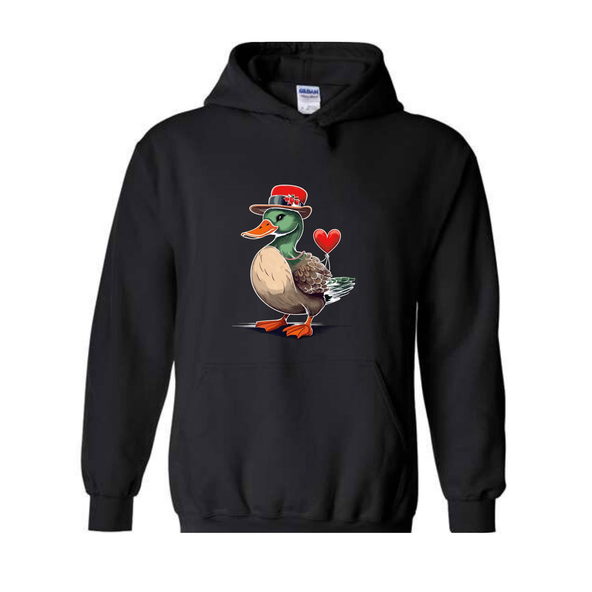 Valentine Mallard Duck Sweatshirt, Hunting Valentine's Day Hoodie, Valentine's Day Hoodie, Valentines Day Gift, Cute Valentine Hoodie