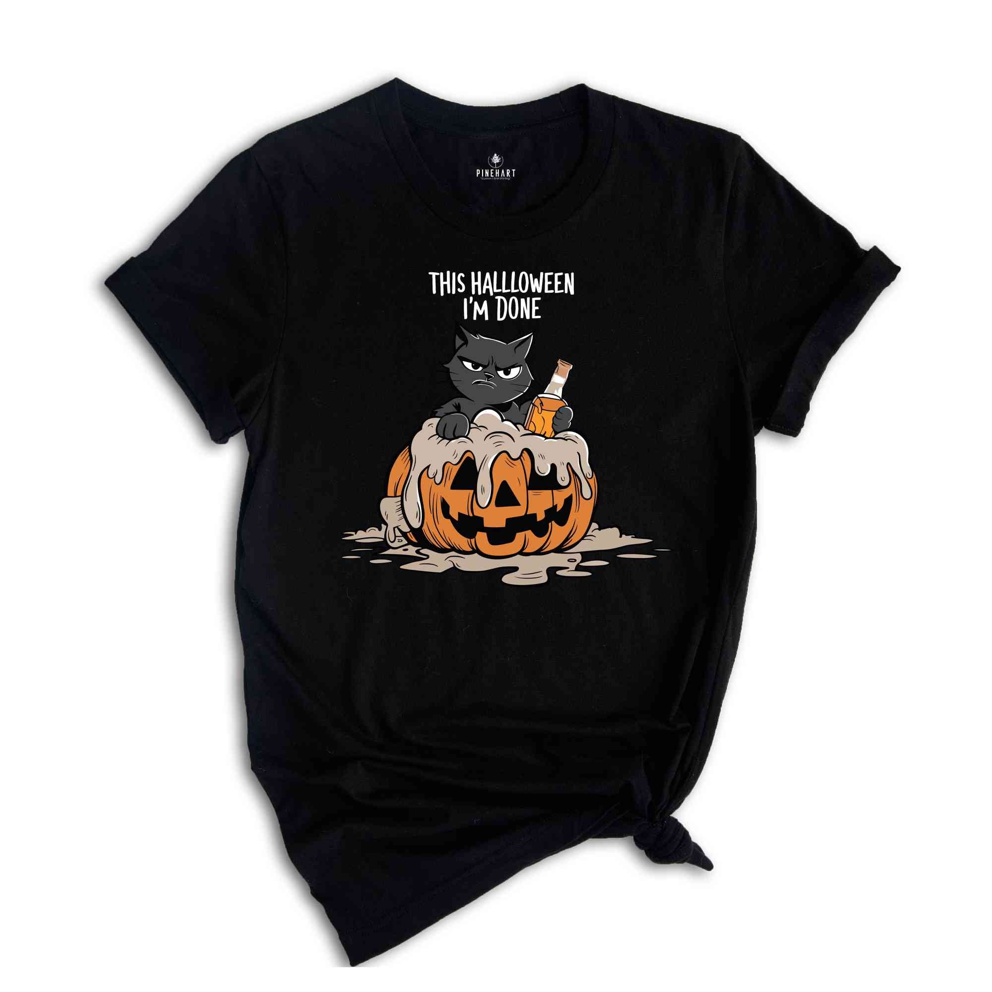 This Halloween I'm Done Shirt, Cute Ghost Black Cats Halloween Shirt, Halloween Shirt, Spooky Season, Cat Lover Gift