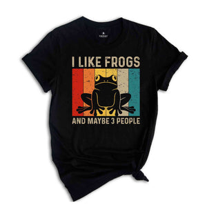 I Like Frogs and Maybe 3 People Sunset Shirt, Frog Shirt, Retro Vintage Tee, Animal Lover, Frog Lover Shirt, Frog Gifts, Frogs Tee,