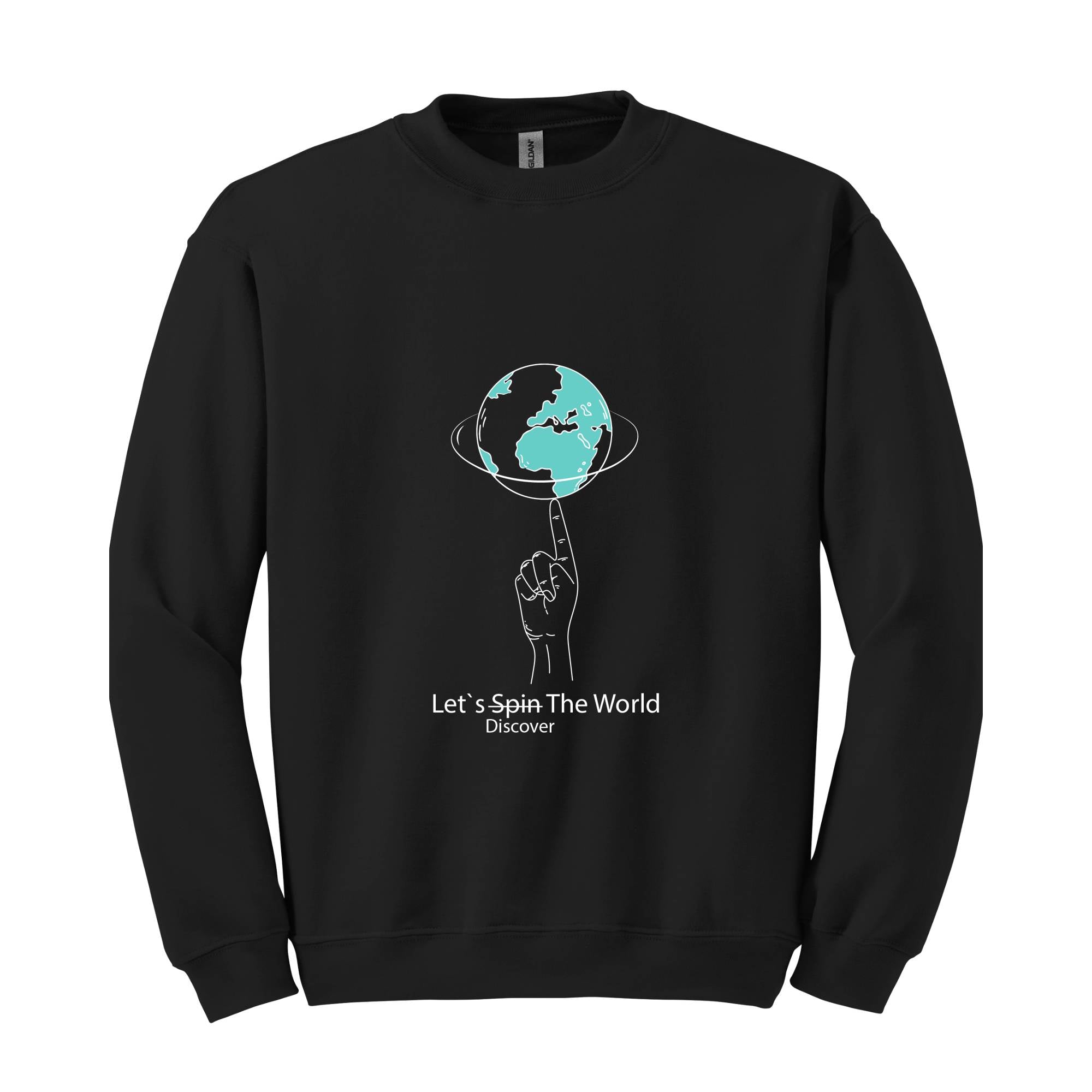 Let`s Discover the World Sweatshirt, Earth Sweatshirt, Funny Earth Sweatshirt, The World Sweatshirt, Earth Back Sweatshirt, Hand with Earth