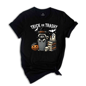 Trick Or Trashy Raccoon Halloween Shirt, Cute Raccoon T-shirt, Retro Raccoon Tee, Halloween Raccoon Tee, Pumpkin Gift