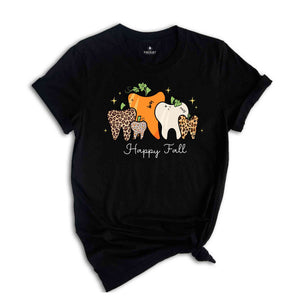 Happy Fall Dentist Shirt, Fall Shirt, Dentist Thanksgiving T-Shirt, Pumpkin Teeth Shirt, Dental Halloween Shirts, Trick Or Teeth Tee