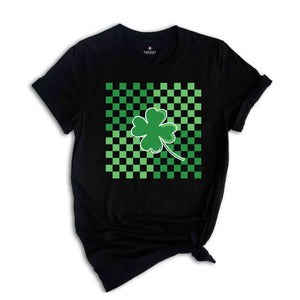 St Patricks Day Shirt, Clover Shirt, Retro Checkered St Patrick Shirt, St Patricks Clover Shirt, Shamrock Shirt, Gift For St Patricks