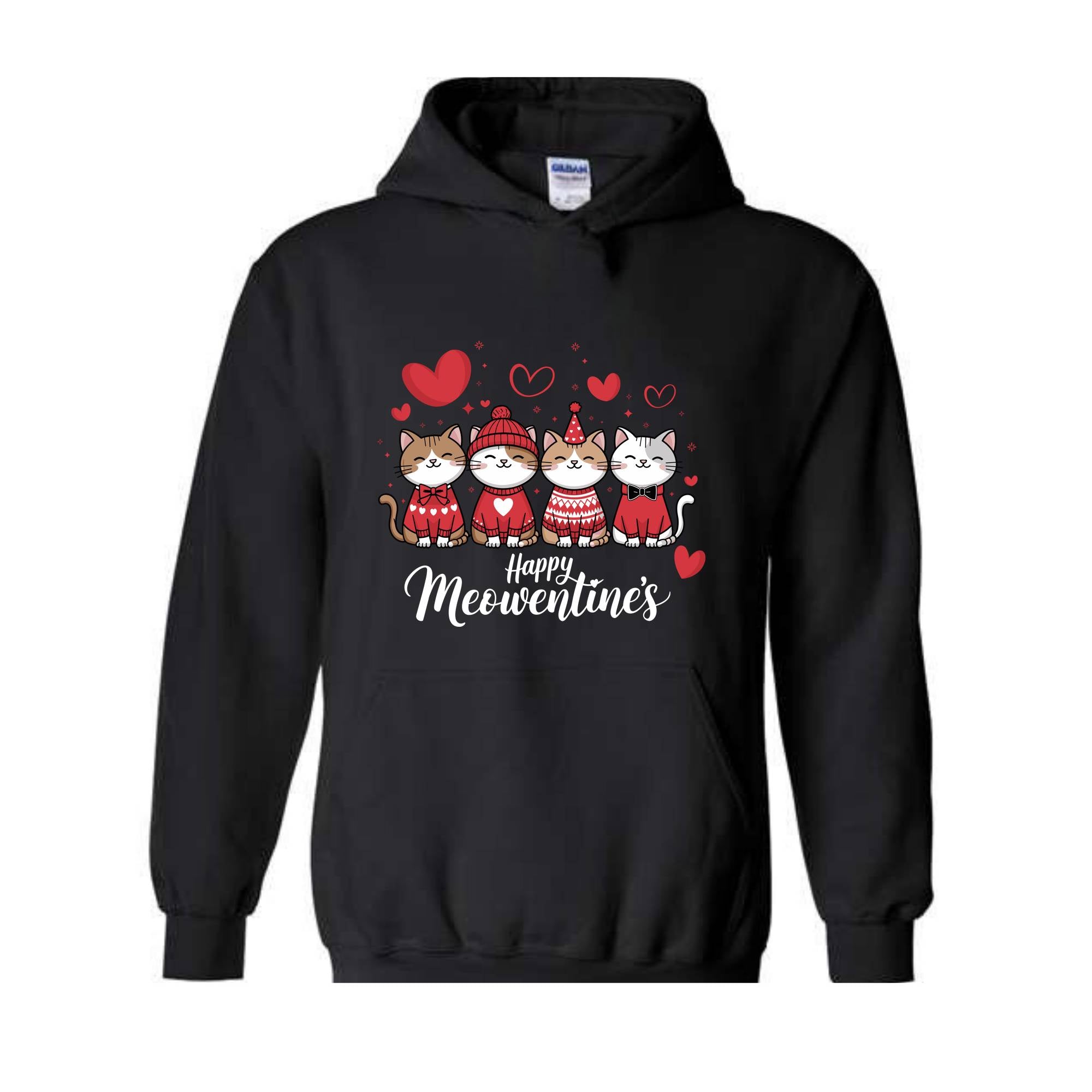 Happy Meowentines Sweatshirt, Funny Valentines Hoodie, Cat Lovers Hoodie, Happy Valentine Gift, Valentines Cat Hoodie, Cute Cat Hoodie