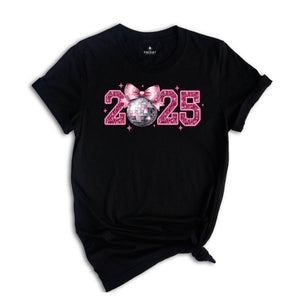 2025 New Years Shirt, Disco Ball T-Shirt, Disco Bow Shirt, Happy New Year 2025 Shirt, Happy New Year Tee