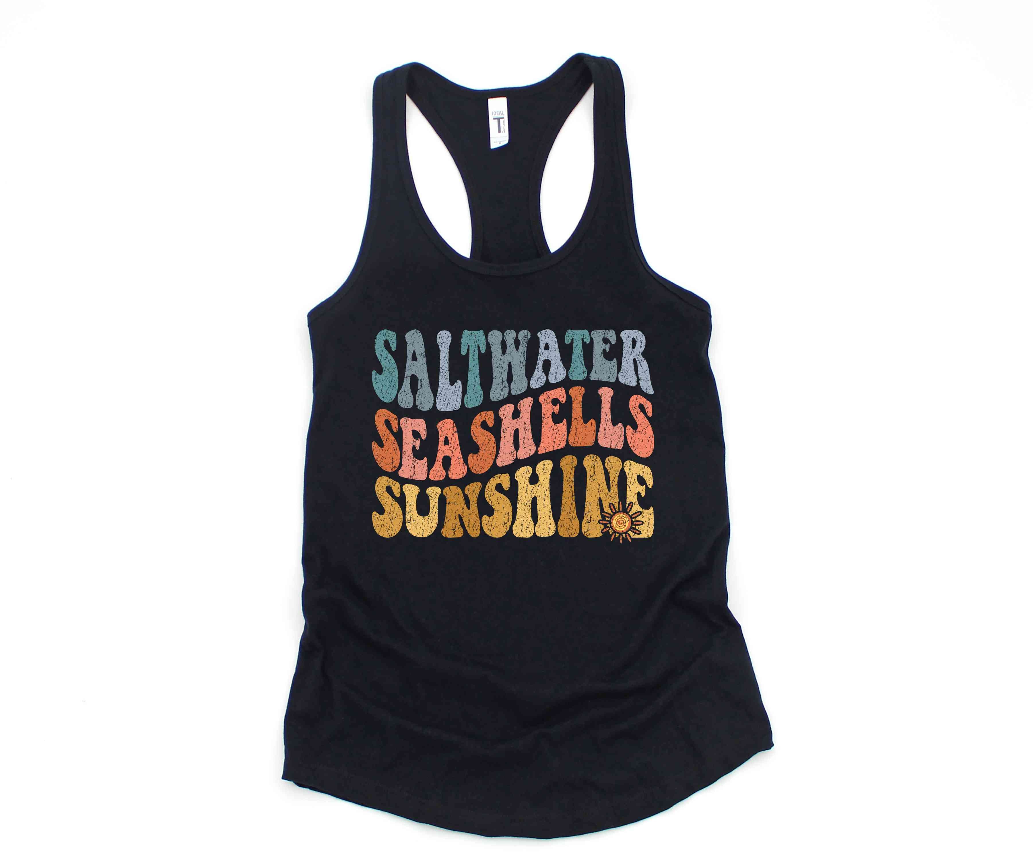 Saltwater Seashells Sunshine Tank Top, Hello Summer, Travel Tee, Summer Clothing, Sunshine Shirt, Beach Top, Summer Tank Tops, Beach Vibes