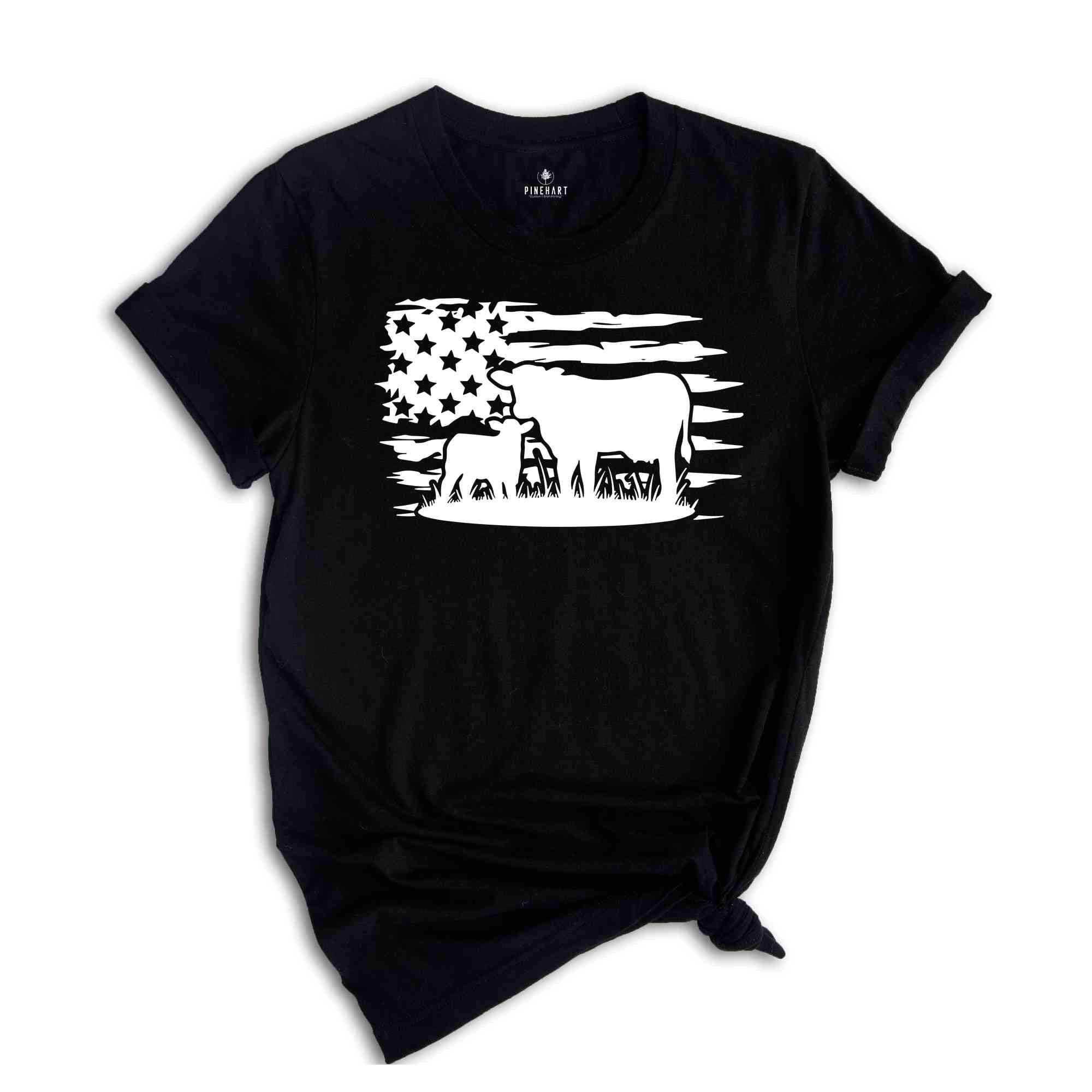 Farm Shirt, Farm Animals Shirt, American Flag Shirt, Cow Shirt, Country Shirt, Farmer Gifts, Gift for Him, USA Shirt