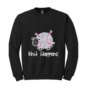 Knit Happens Sweatshirt, Funny Animal Tee, Funny Sweatshirt, Grandma Knitting Sweatshirt, Grandma Knitting Tee, Gift For Grandma