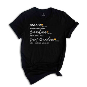 Custom Family Shirt, Mom Grandma Great-Grandma Shirt, Custom Grandma Shirt, Great Grandma Shirt, Mother’s Day Shirt