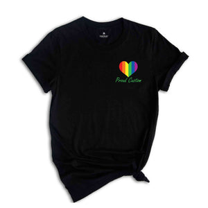 Custom Pride Flag Heart Shirt, Personalized Proud Shirt, LGBTQ Pride Shirt, Pide Month Shirt, Rainbow Flag Tee