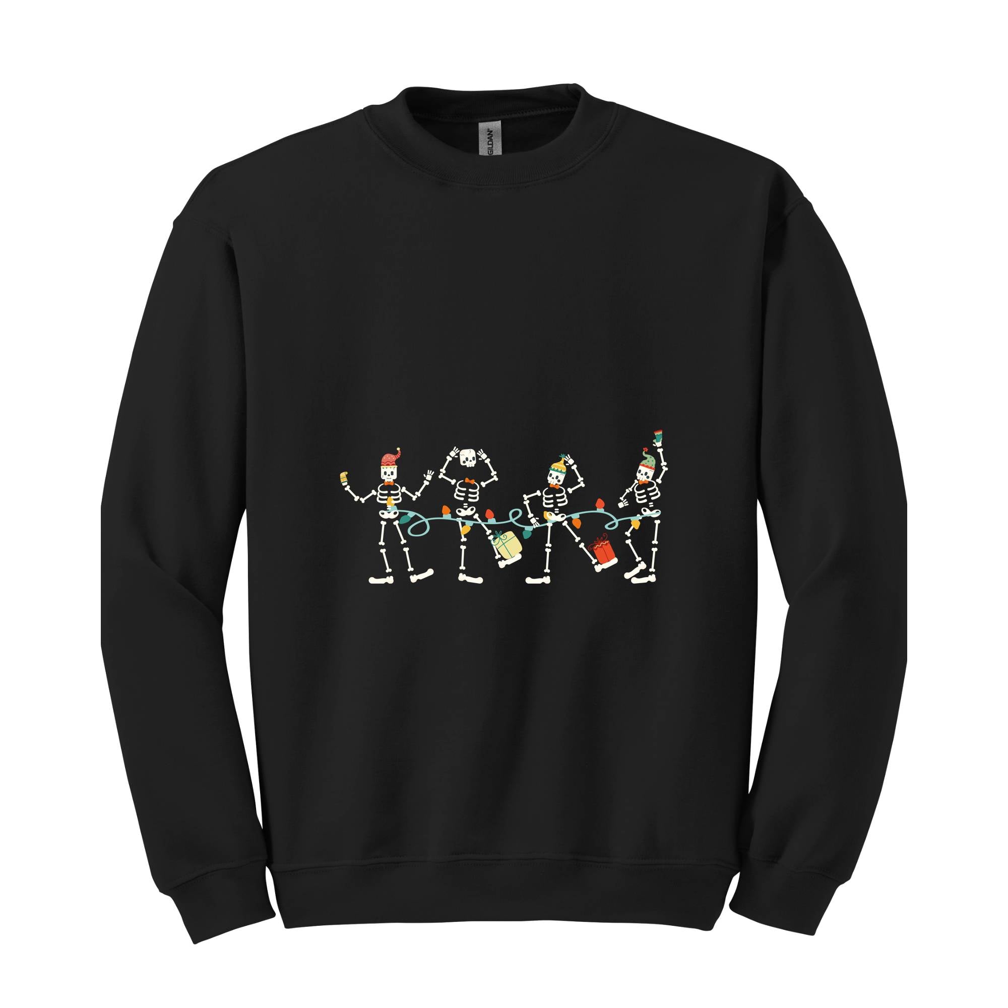 Christmas Skeleton Dancing Sweatshirt, Skeleton Sweatshirt, Dancing Skeleton Tee, Skeleton Lover Gift, Festive Sweatshirt, Winter Apparel