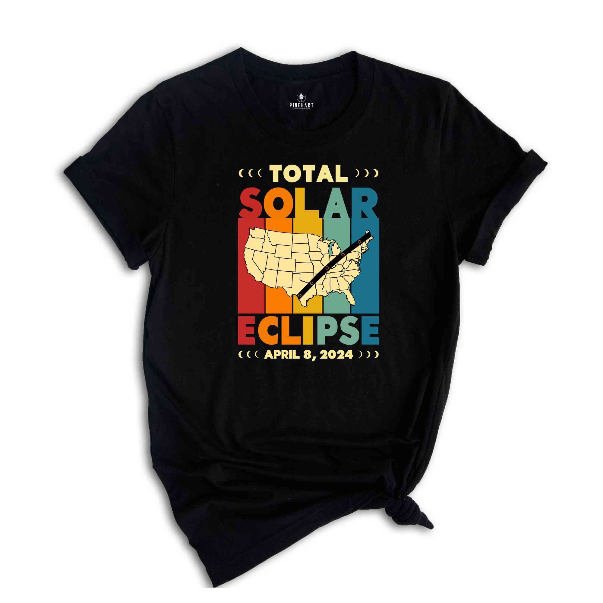 Total Solar Eclipse Shirt, April 8 2024, USA Map, Path of Totality Tee, Eclipse Event 2024 Shirt, Celestial Shirt, Gift for Eclipse Lover