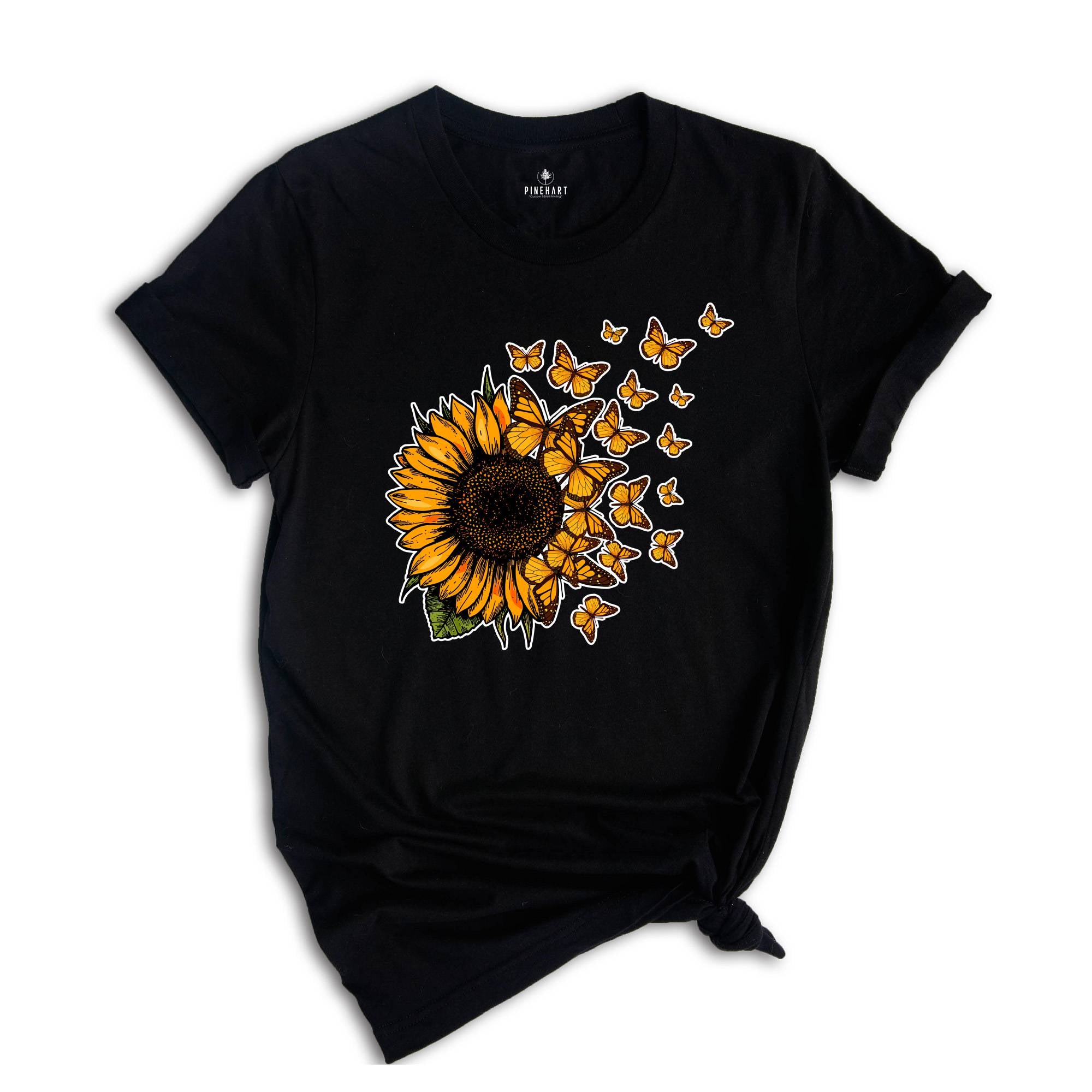 Sunflower Butterfly Shirt, Butterfly Tee, Sunflower Shirt, Floral Shirt, Love Butterfly Shirt, Sunflower Tshirt, Gardener Tee