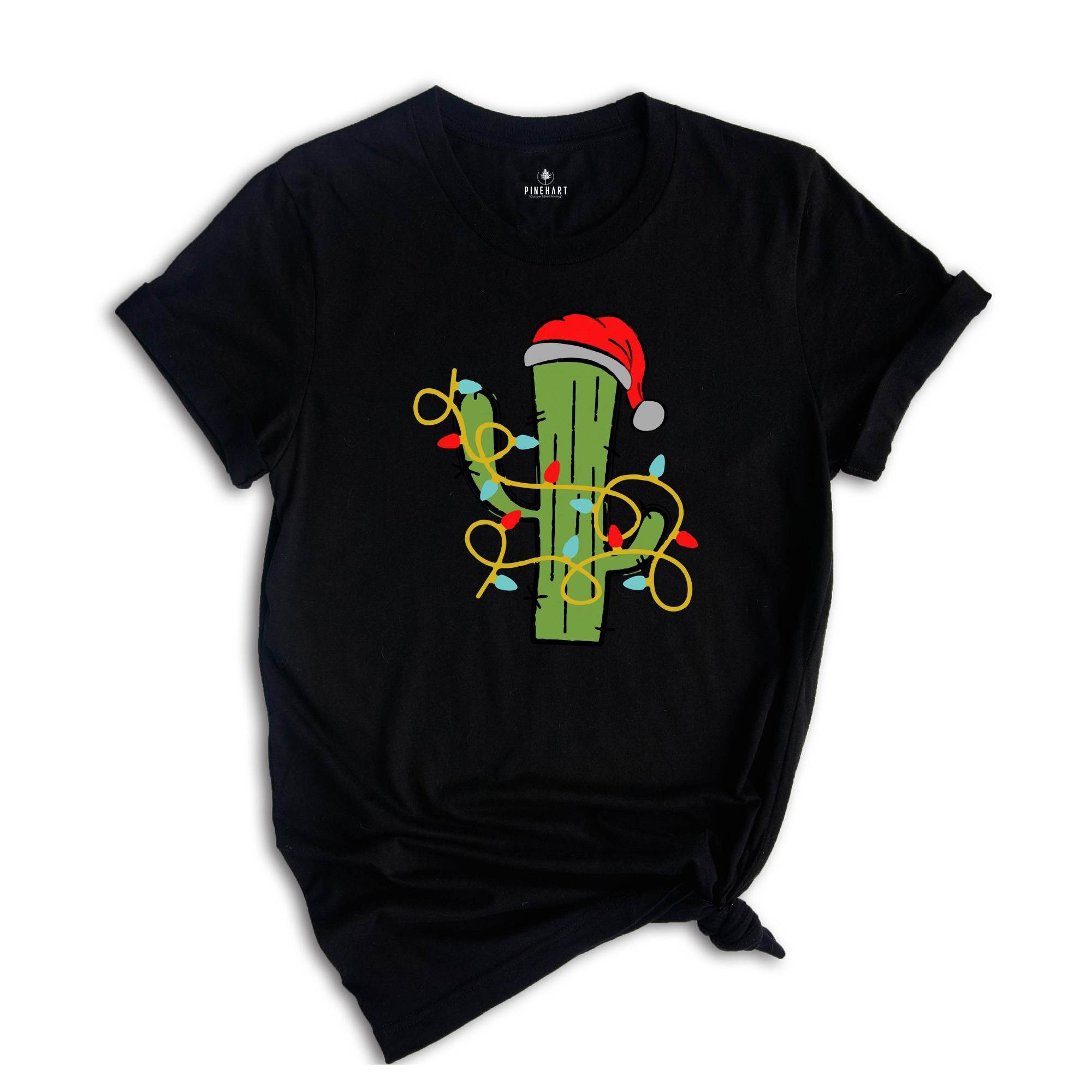 Cute Christmas Cactus Lights T-Shirt, Cactus Christmas Tree Tee, Christmas Reunion Shirt, Christmas Costume, Gardener Tee