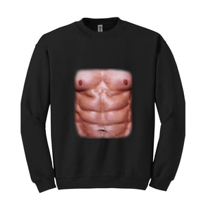 Chest Six Pack Muscles Sweatshirt, Bodybuilder , Funny Gym , Present Dad , Workout , Fitness Lover