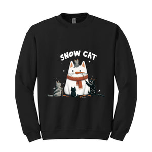 Snow Cat Sweatshirt, Meowy Christmas Sweater, Happy Cat Year Shirt, Cat Christmas Sweatshirt