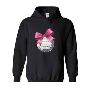 Golf Ball and Bow Sweatshirt, Golfer Mom Hoodie, Coquette Hoodie, Pink Girly Hoodie, Cute Mom Hoodie, Golf Hoodie, Dad Hoodie