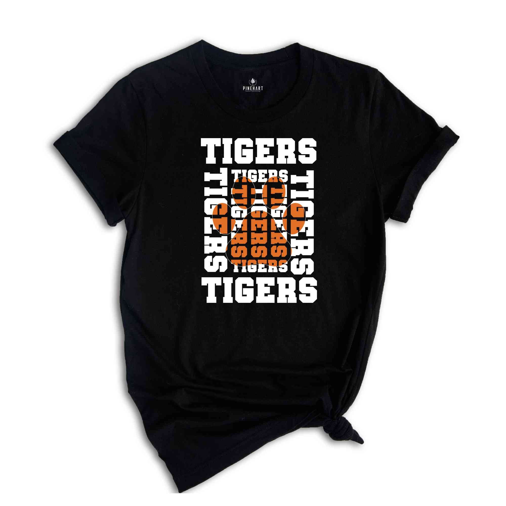 Stacked Tigers Paw, Tigers Mascot Shirt, Tigers Lover Shirt, Tigers Cheer Tee, School Spirit Shirt, Tigers School Team Shirt,