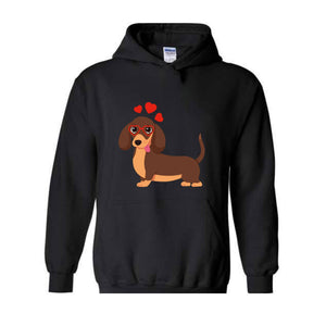 Valentine Dog Sweatshirt, Dog Lover Shirt,Valentines Day Dog Mom Shirt, Love Themed Weiner Dog Hoodie, Valentine Dog Sweatshirt