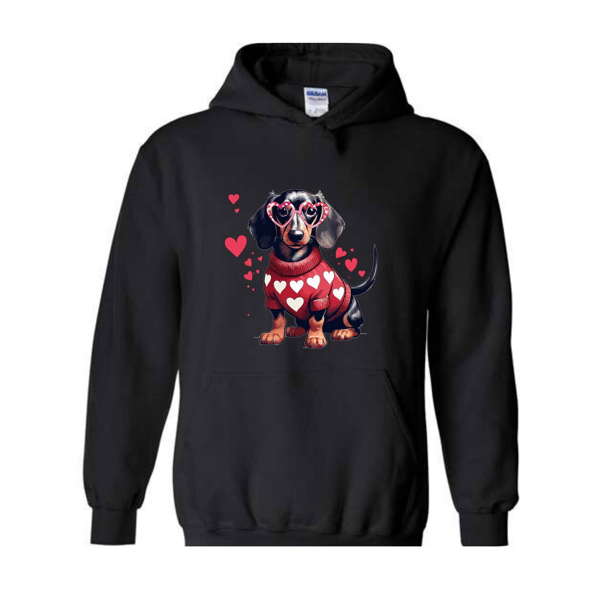 Valentine Dachshund Dog Sweatshirt, Valentine's Day Hoodie, Dog Mom Hoodie, Dachshund Valentines Hoodie, Dachshund Hoodie, Dachshund Mom