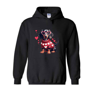 Valentine Dachshund Dog Sweatshirt, Valentine's Day Hoodie, Dog Mom Hoodie, Dachshund Valentines Hoodie, Dachshund Hoodie, Dachshund Mom