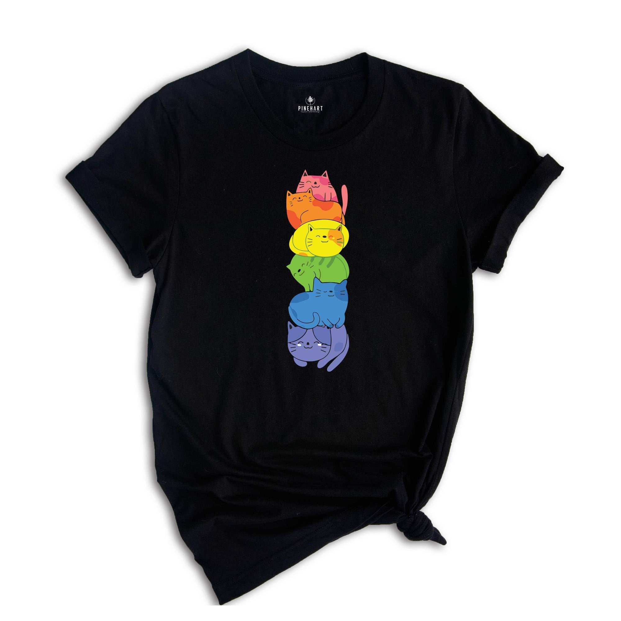 Purride Cat Shirt, LGBT Flag Shirt, Gay Pride Shirt, LGBTQ Shirt, Embroidery Rainbow Cat Shirt, Gay Shirt, Queer Cat Shirt