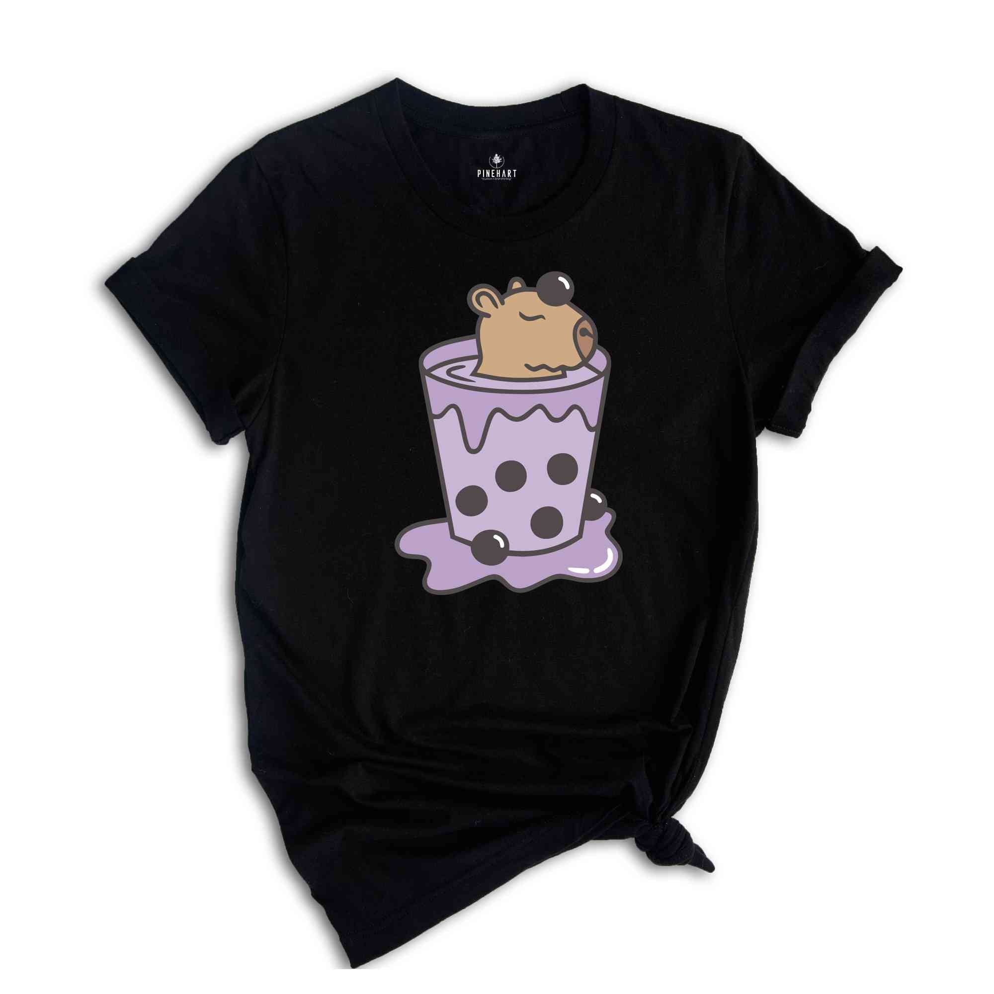 Cute Capybara T-Shirt, Capybobara Shirt, Capybara Lover T-Shirt, Capybara In A Cup Tee, Boba Tea Lover Shirt