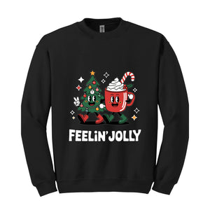 Feeling Jolly Christmas Sweatshirt, Retro Christmas Sweat, Christmas Mom Sweatshirt, Funny Christmas Tee