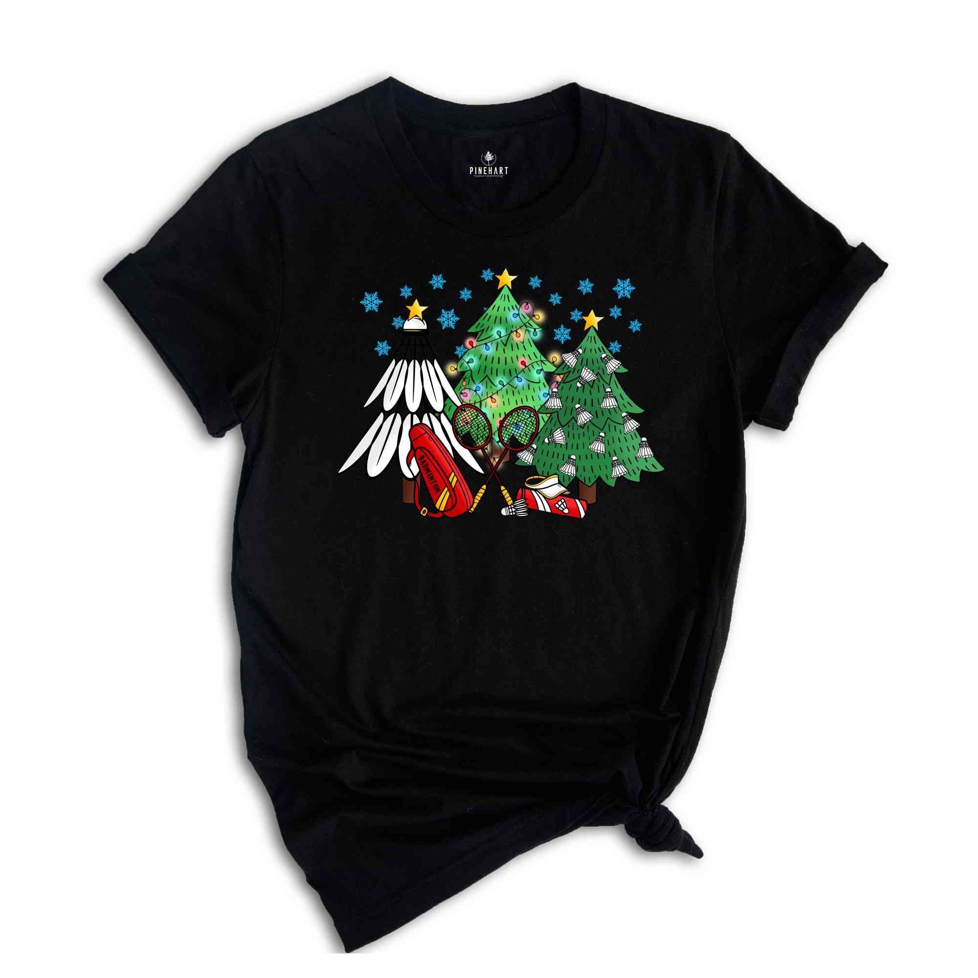 Christmas Badminton Tree T-Shirt, Sport Lover Tee, Badminton Lover Gift, Badminton Coach Shirt, Funny Badminton Shirt, Christmas Gift