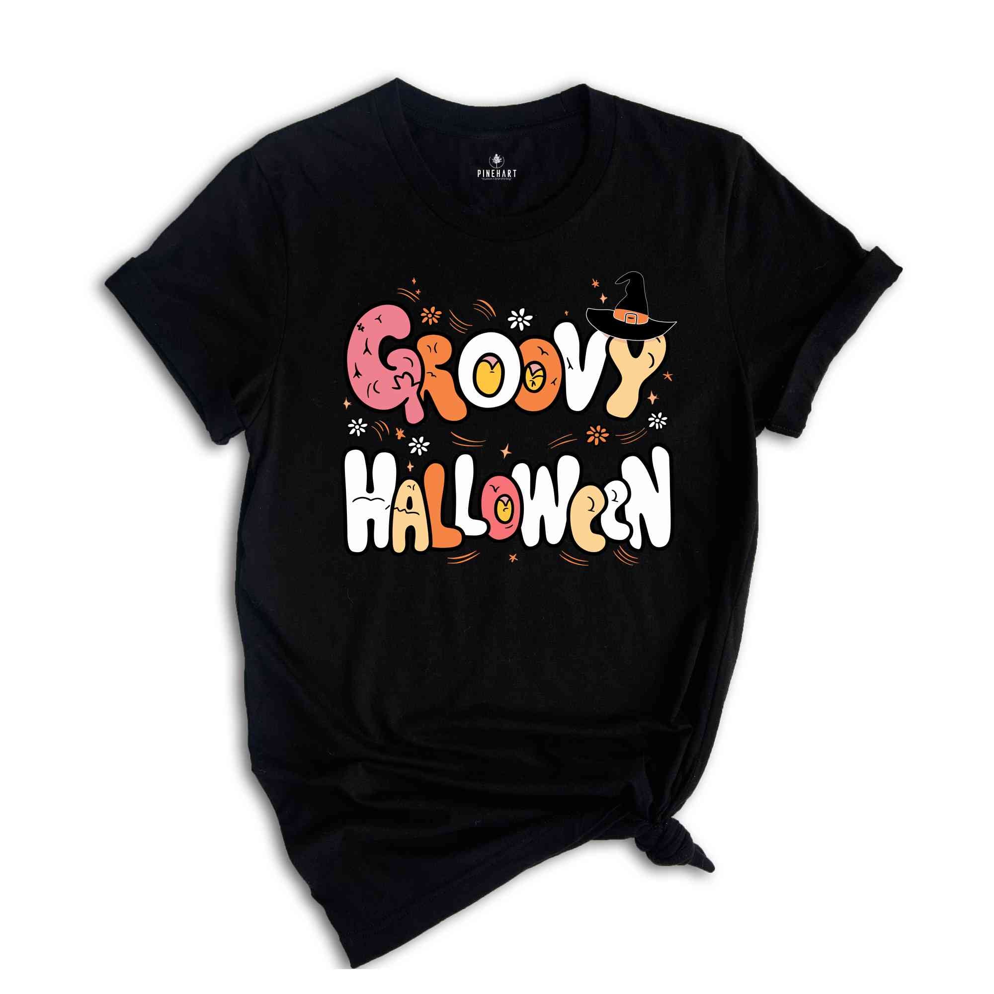 Groovy Halloween Shirt, Retro Halloween Shirt, Spooky Season Shirt, Cute Ghost Shirt, Fall Rainbow Shirt, Autumn Shirt, Halloween Shirt