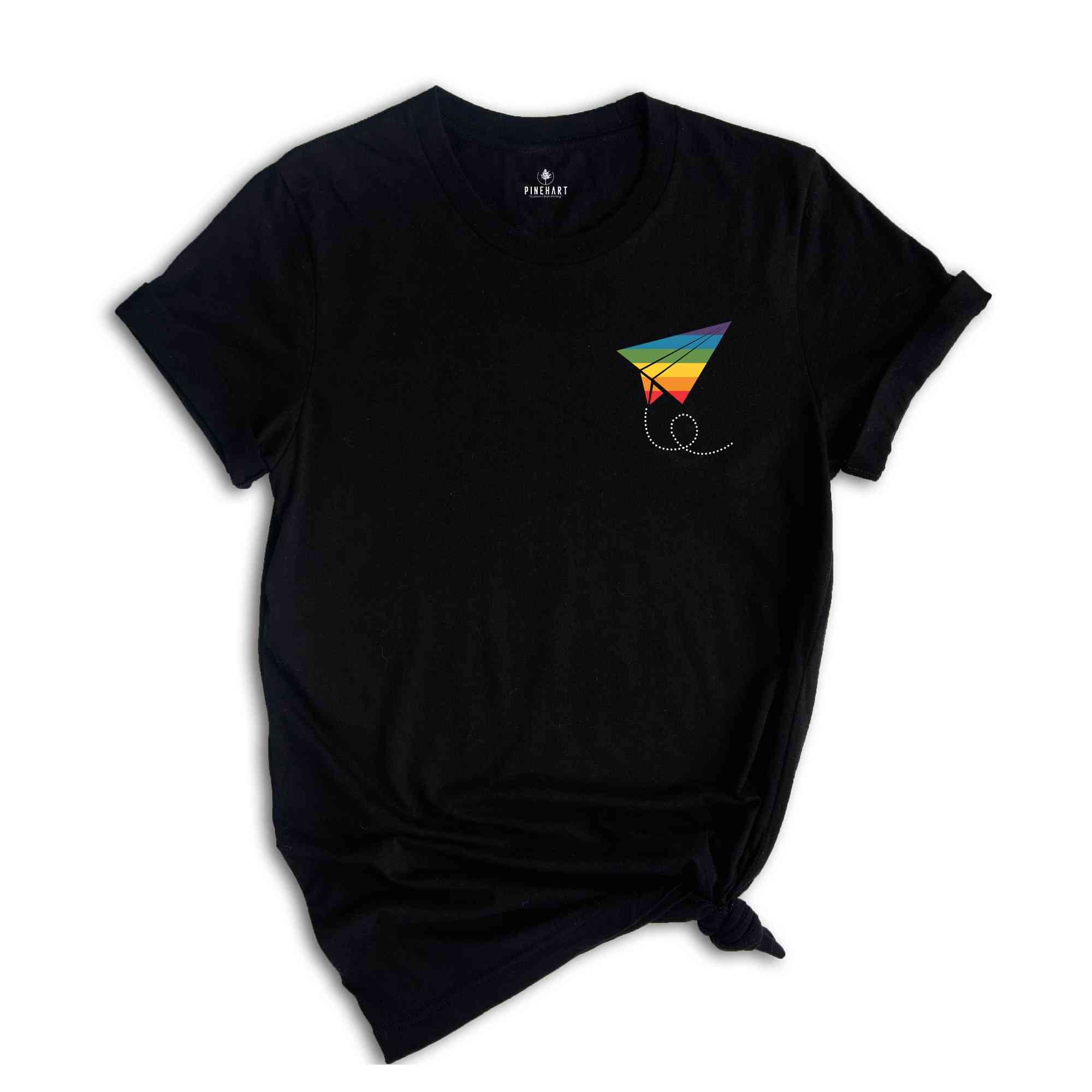 Pride Paper Plane Shirt, LGBT Flag Shirt, Bisexual Shirt, Lesbian T-Shirt, Rainbow Shirt, LGBT Pocket Shirt, Gay Pride Shirt