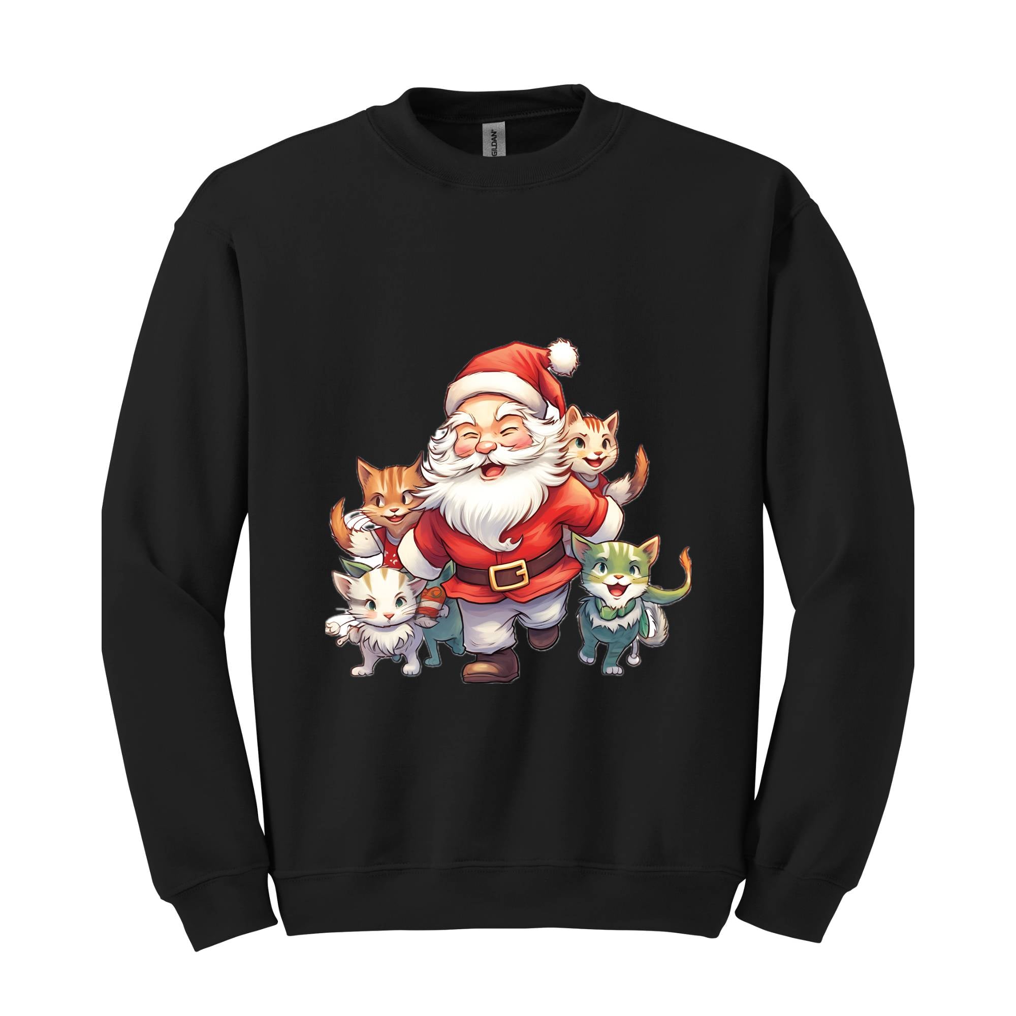 Vintage Santa Cats Christmas Sweatshirt, Retro Christmas Sweatshirt, Vintage Christmas Sweatshirt, Christmas Sweatshirt, Santa Sweatshirt