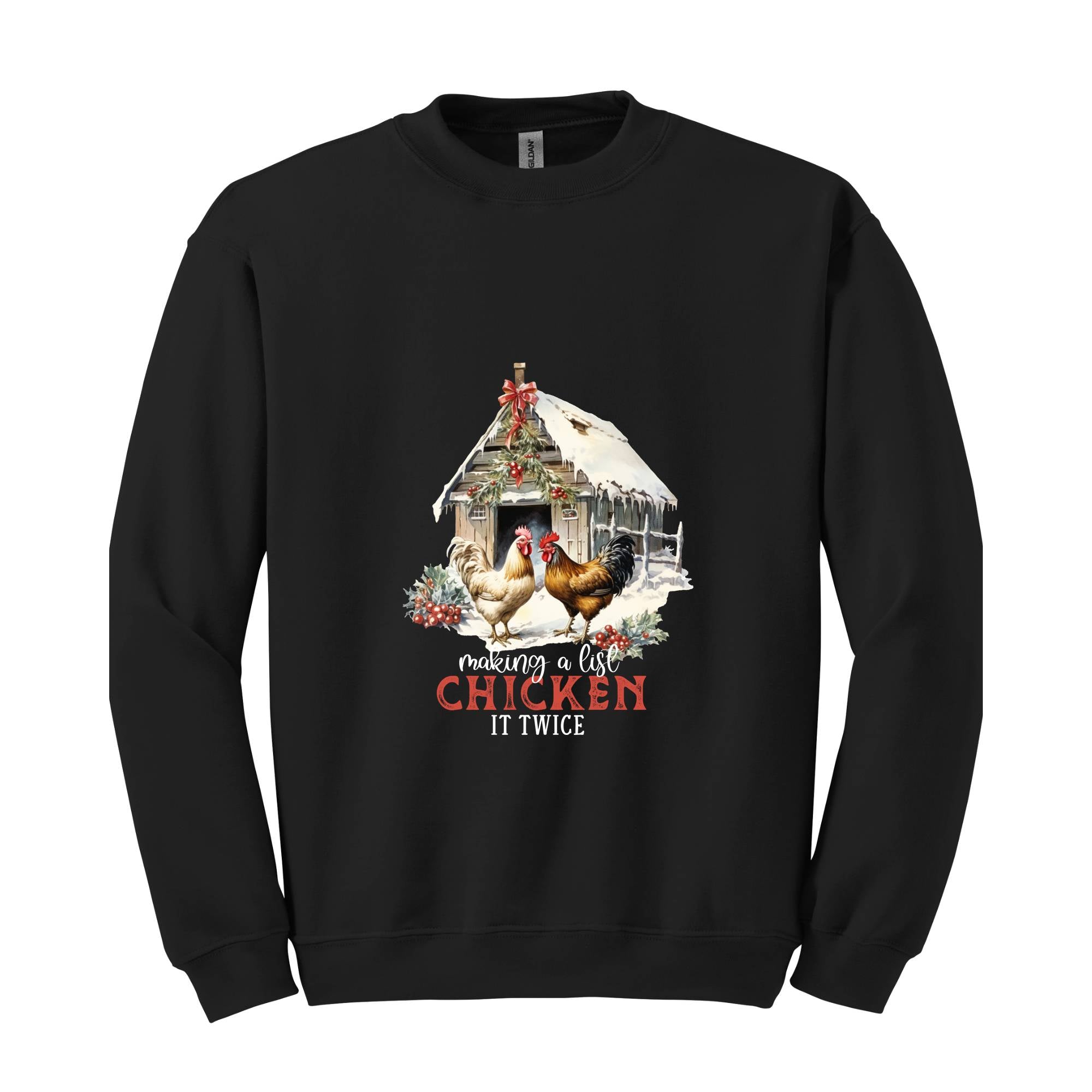 Making A List Chicken It Twice Sweatshirt, Christmas Sweatshirt, Christmas Gifts, Christmas Chicken Sweatshirt